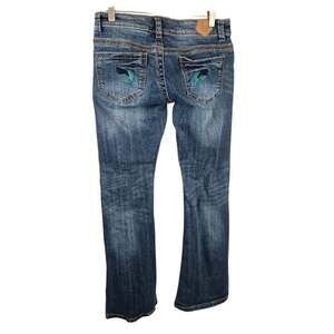 Tin Haul Dolly Celebrity Low Rise Bootcut Jeans Feather Embroidered Pockets 29S